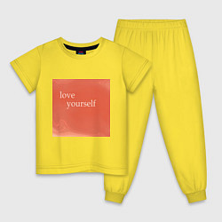 Пижама хлопковая детская Love yourself, цвет: желтый