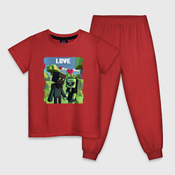 Пижама хлопковая детская Эндермен и Крипер, цвет: красный