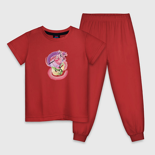 Детская пижама Цветы в женской руке / Красный – фото 1