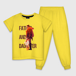 Пижама хлопковая детская Отец со своей дочкой, цвет: желтый