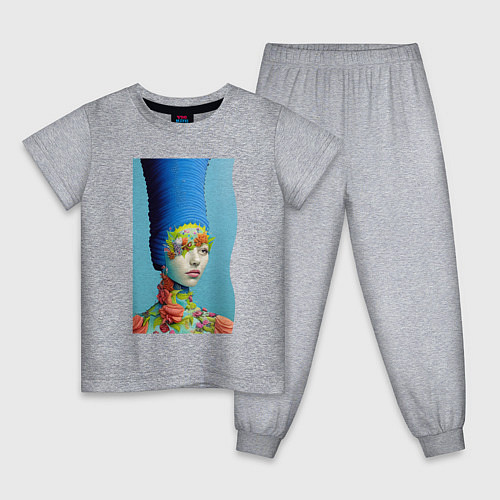 Детская пижама Юная Мардж Симпсон - нейросеть / Меланж – фото 1