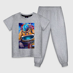 Пижама хлопковая детская Космонавт - нейросеть, цвет: меланж