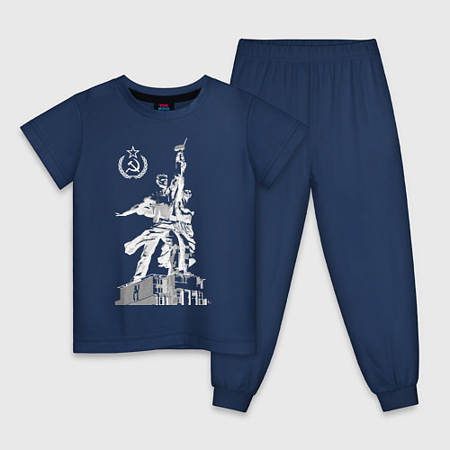 Детская пижама Памятник серп и молот / Тёмно-синий – фото 1