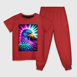 Пижама хлопковая детская Neon eagle - neural network, цвет: красный