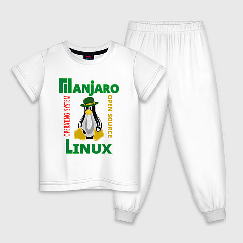 Детская пижама Линукс пингвин в шляпе / Белый – фото 1