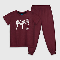 Пижама хлопковая детская Muay Thai, цвет: меланж-бордовый