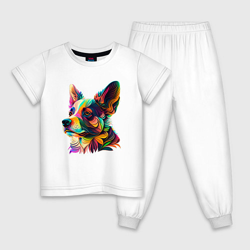 Детская пижама Разноцветный корги / Белый – фото 1
