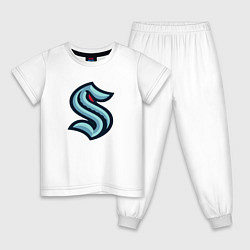 Пижама хлопковая детская Сиэтл Кракен логотип, цвет: белый