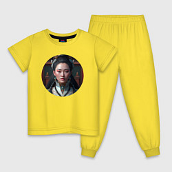 Пижама хлопковая детская Нейродевушка - прекрасная японка, цвет: желтый