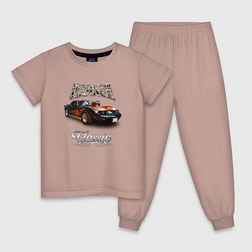 Детская пижама Американский масл-кар Шевроле Корвет / Пыльно-розовый – фото 1