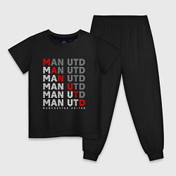 Пижама хлопковая детская ФК Манчестер Юнайтед, цвет: черный