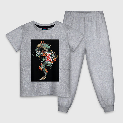 Детская пижама Красочный дракон / Меланж – фото 1