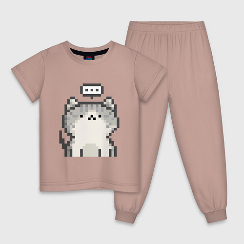 Детская пижама Pixel Cat V1 / Пыльно-розовый – фото 1