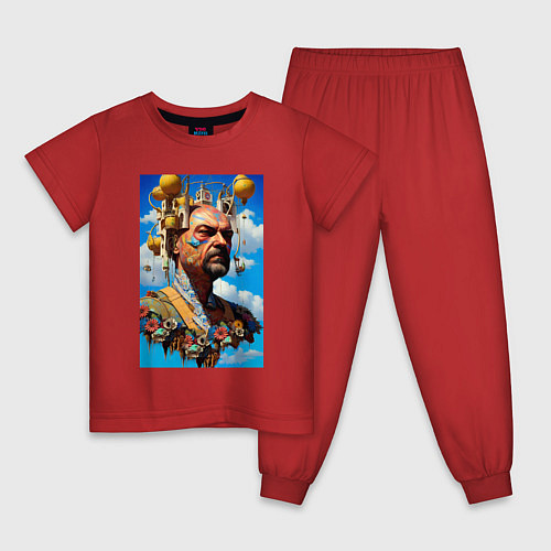 Детская пижама Владимир Ленин - стимпанк - сюрреализм / Красный – фото 1