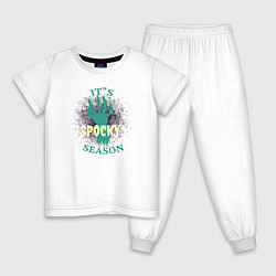 Пижама хлопковая детская Рука Силуэт страшной конечности с надписью, цвет: белый