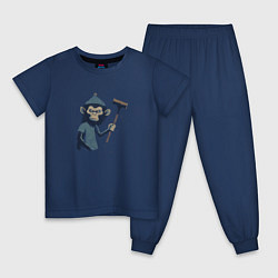 Пижама хлопковая детская Monkey with a hammer, цвет: тёмно-синий