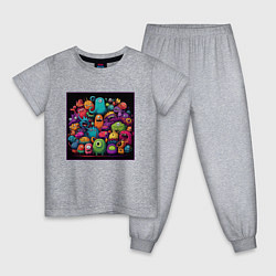 Пижама хлопковая детская Семейка монстриков, цвет: меланж