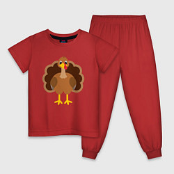 Пижама хлопковая детская Turkey bird, цвет: красный