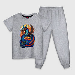 Пижама хлопковая детская Japanese dragon - irezumi, цвет: меланж