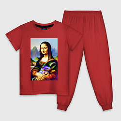 Пижама хлопковая детская Mona Lisa with baby dragon, цвет: красный