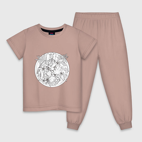 Детская пижама Раскрась сам картинка-раскраска Тропики / Пыльно-розовый – фото 1