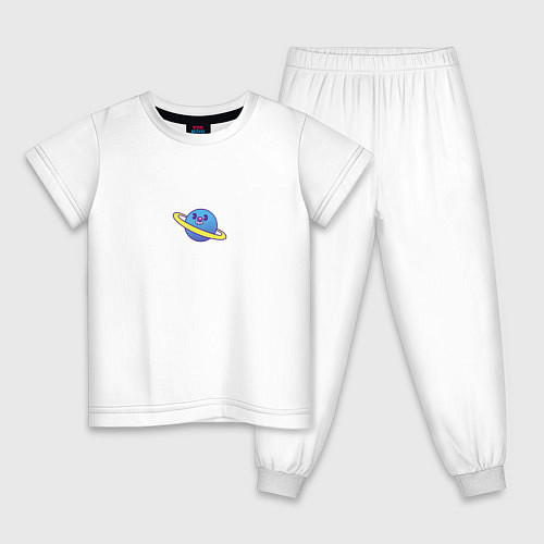 Детская пижама Весёлая планета с кольцами в стиле 90-х / Белый – фото 1