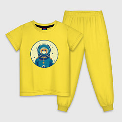 Пижама хлопковая детская Ретро обезьяна, цвет: желтый