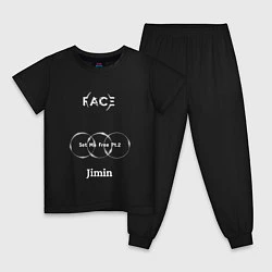Пижама хлопковая детская JIMIN FACE Set Me Free, цвет: черный