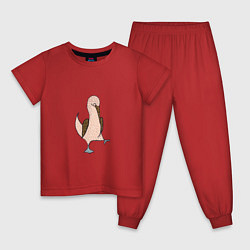 Пижама хлопковая детская Голубоногая олуша, цвет: красный