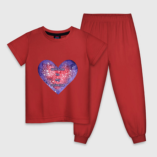 Детская пижама Космическое сердце / Красный – фото 1