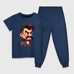 Пижама хлопковая детская Сталин мультяшный, цвет: тёмно-синий
