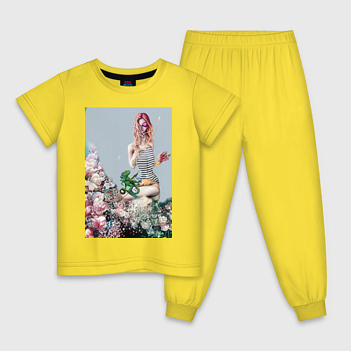 Детская пижама Девушка с хамелеоном / Желтый – фото 1