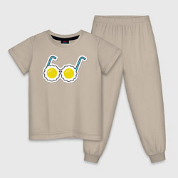 Пижама хлопковая детская Веселая яичница, цвет: миндальный