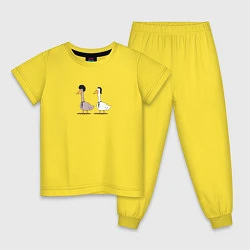 Пижама хлопковая детская Криминальные гуси, цвет: желтый