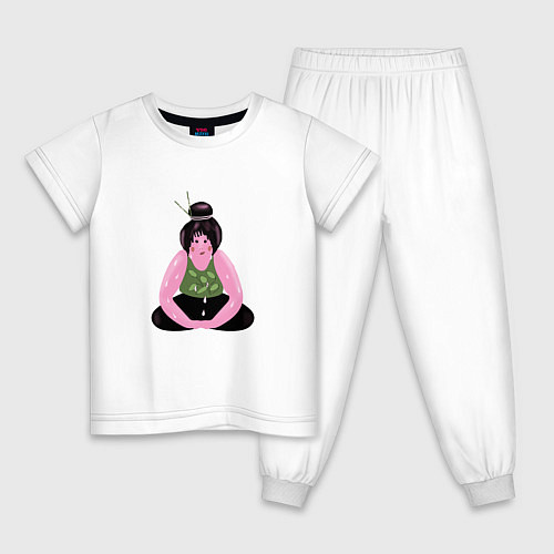 Детская пижама Толстушка-йогиня / Белый – фото 1
