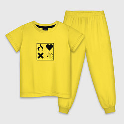 Пижама хлопковая детская Life line black, цвет: желтый