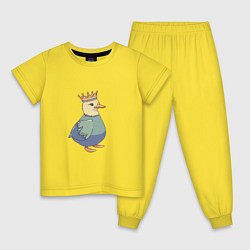 Пижама хлопковая детская Утёнок в короне, цвет: желтый