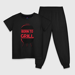 Пижама хлопковая детская Born to grill, цвет: черный