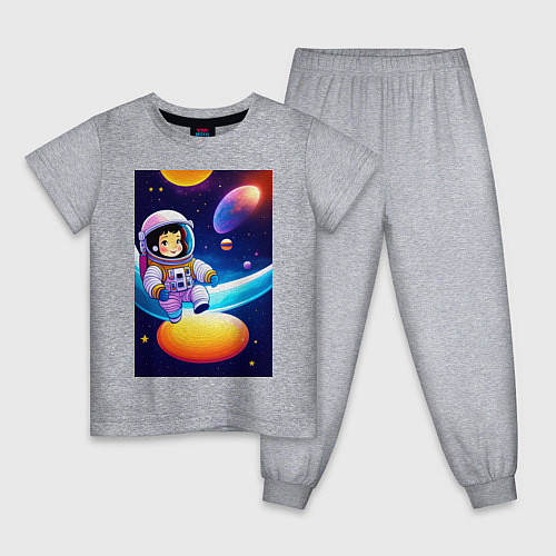 Детская пижама Мультяшный астронавт / Меланж – фото 1