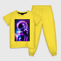 Пижама хлопковая детская Космический астронавт, цвет: желтый
