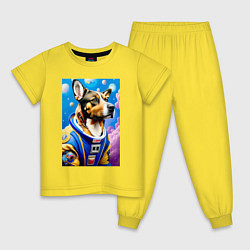 Пижама хлопковая детская Пёс бравый космонавт, цвет: желтый