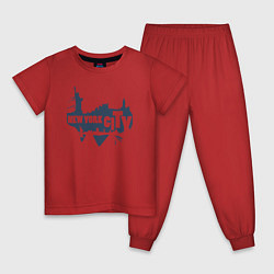 Пижама хлопковая детская City New York, цвет: красный