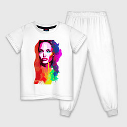 Пижама хлопковая детская Анджелина Джоли - набросок - акварель, цвет: белый