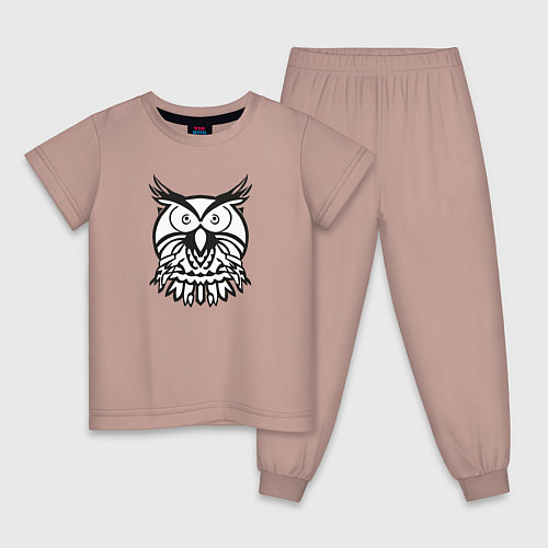 Детская пижама Логотип круглой совы / Пыльно-розовый – фото 1