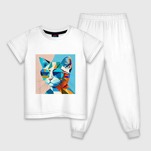 Детская пижама Кот в темных очках Пикассо / Белый – фото 1