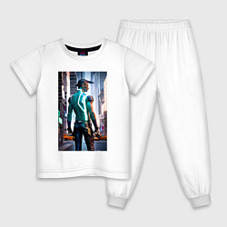 Пижама хлопковая детская A cyberpunk dude - New York, цвет: белый