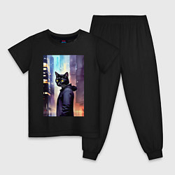 Детская пижама Чёрный котяра житель Нью-Йорка