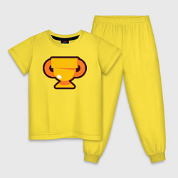 Пижама хлопковая детская Бравл Старс - Кубок, цвет: желтый