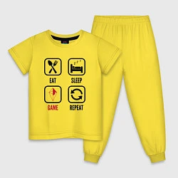 Пижама хлопковая детская Eat - sleep - No Mans Sky - repeat, цвет: желтый