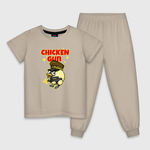 Детская пижама Chicken Gun - игра / Миндальный – фото 1